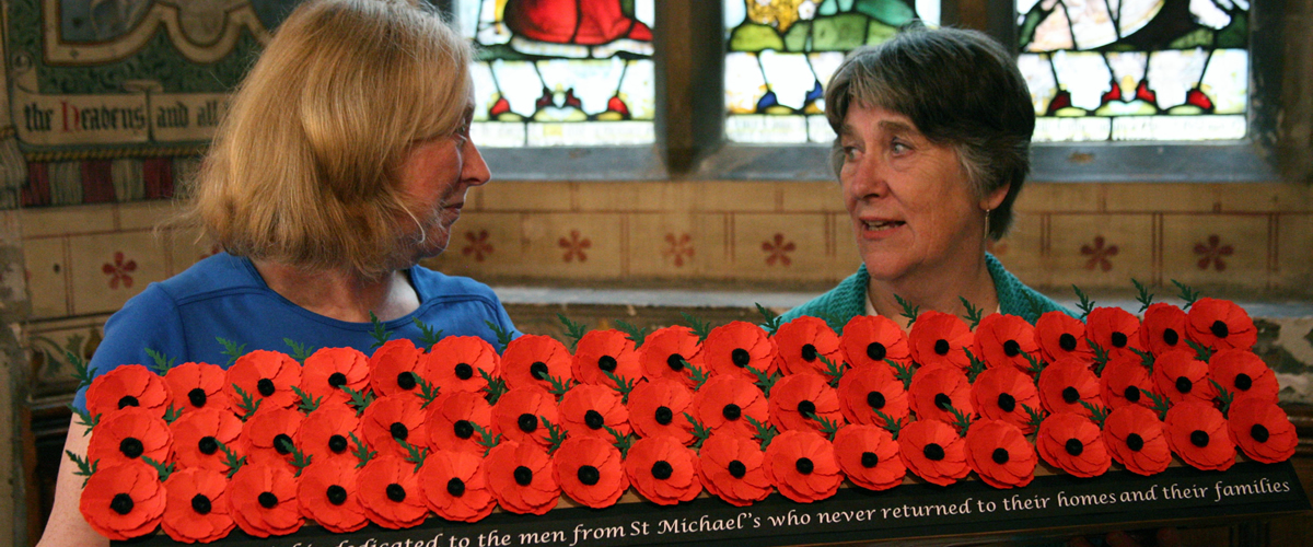 Setting up the WW1 Exhibition at St Michael's Church, St Albans - John Betthel